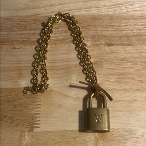 Louis Vuitton Gold Chain Padlock Necklace